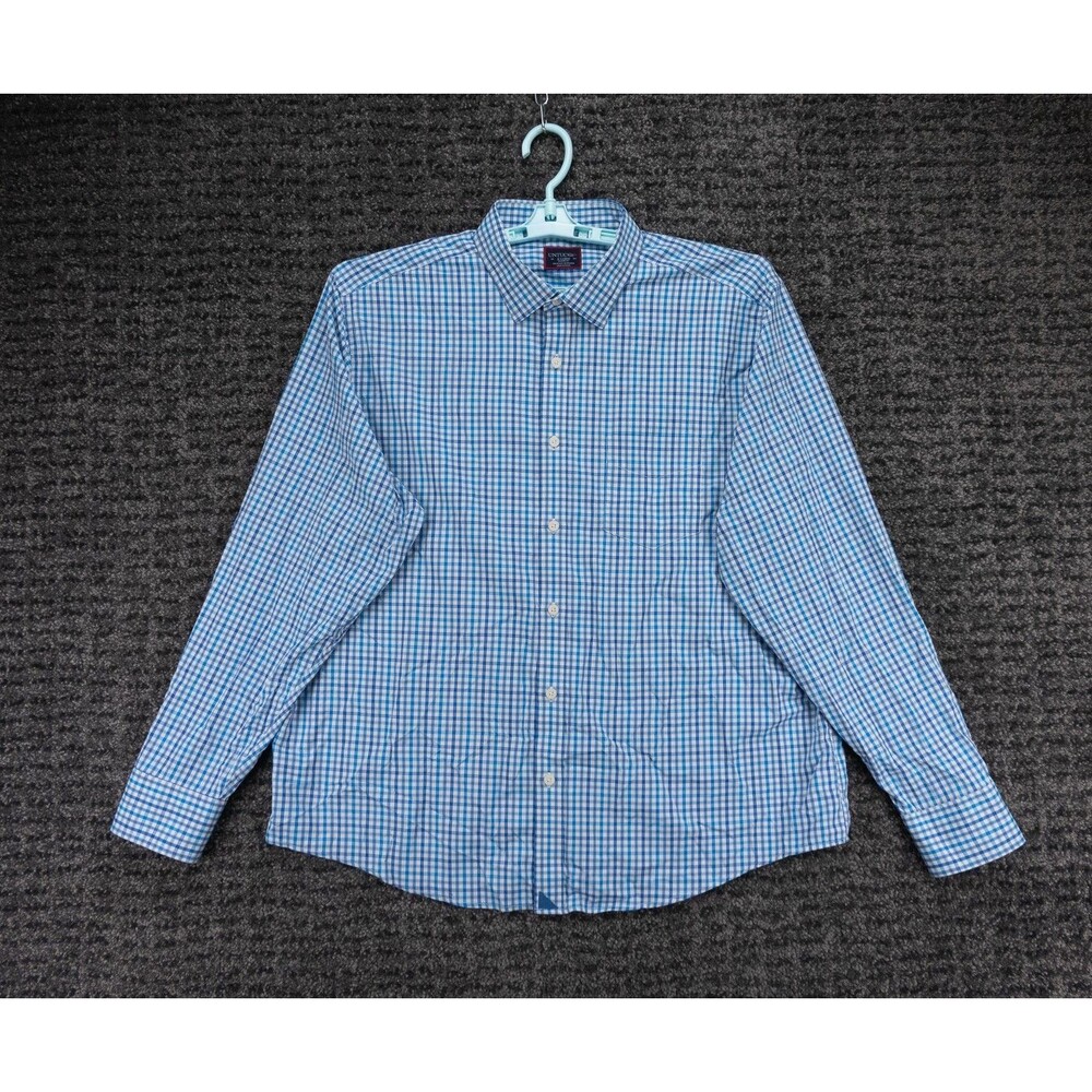 UNTUCKit Shirt Mens XL Blue Gingham Plaid Relaxed Fit Performance Casual Golf